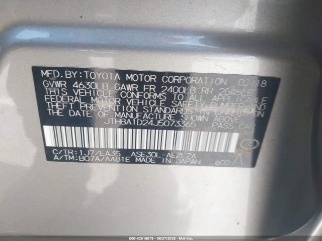 JTHBA1D24J5073365 Lexus 8ar-fts