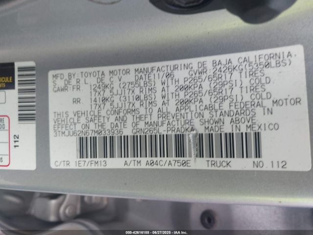 2007 TOYOTA TACOMA 3TMJU62N67M033936 Photo 8