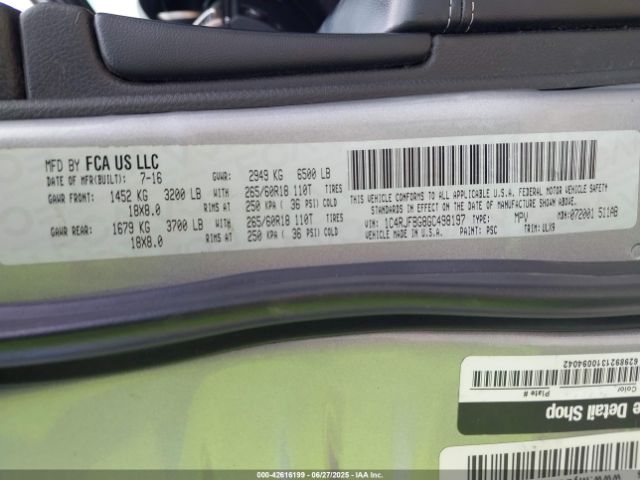 2016 JEEP GRAND CHEROKEE 1C4RJFBG8GC498197 Photo 8