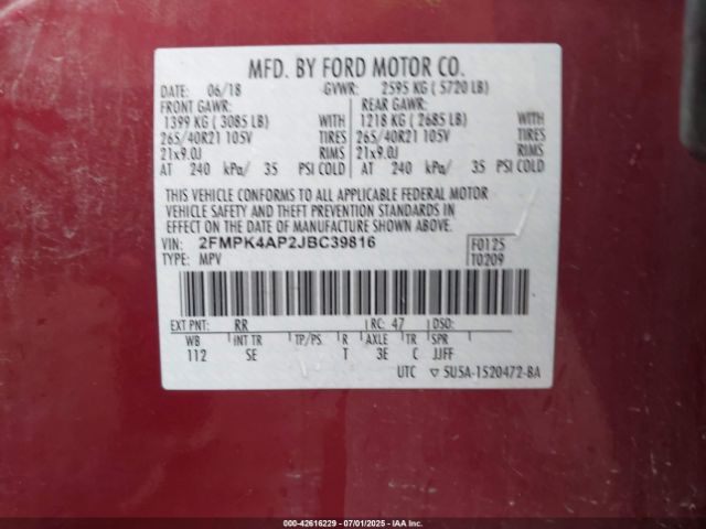 2018 FORD EDGE 2FMPK4AP2JBC39816 Photo 8