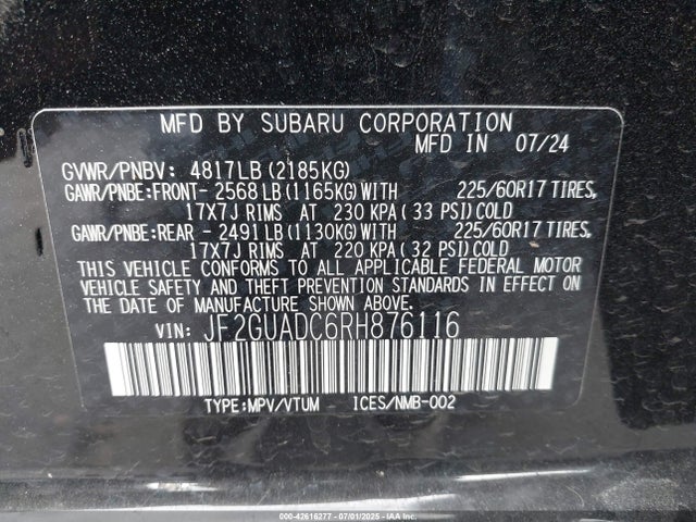 Subaru na 2024 JF2GUADC6RH876116 Image 9