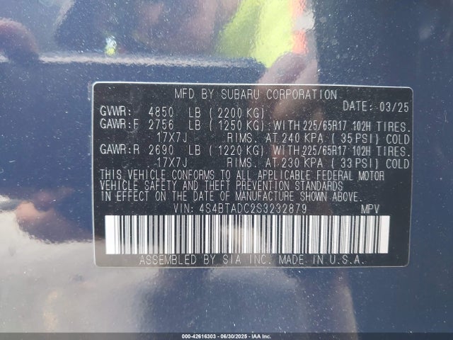 Subaru na, u5 2025 4S4BTADC2S3232879 Image 9