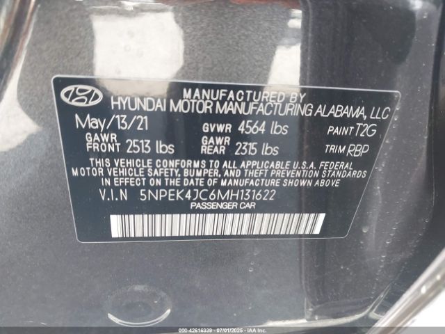 2021 HYUNDAI SONATA 5NPEK4JC6MH131622 Photo 8