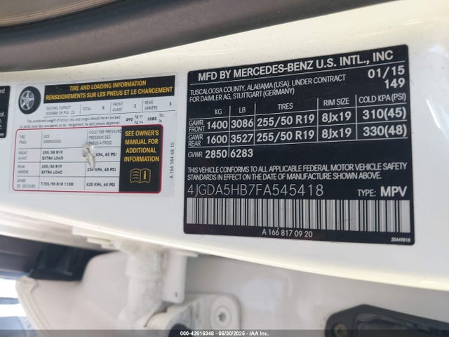 4JGDA5HB7FA545418 Mercedes-Benz 2015