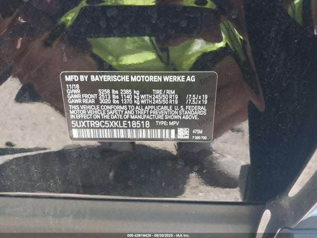 5UXTR9C5XKLE18518 BMW X3