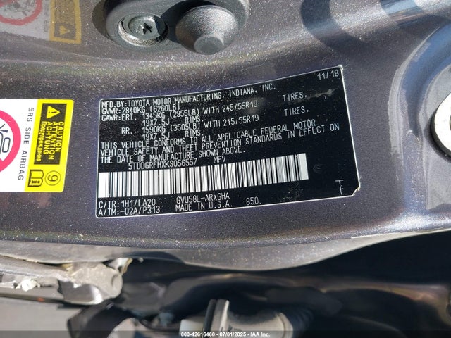 5TDDGRFHXKS056557 Toyota 2gr-fxs, 4jm+2fm