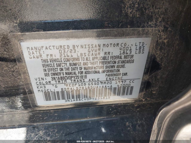 3N1AB8CV0PY251818 Nissan Sentra