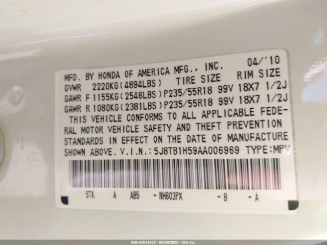 2010 ACURA RDX 5J8TB1H59AA006969 Photo 8