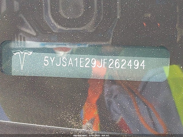42616661 :رقم المزاد ، 5YJSA1E29JF262494 vin ، 2018 Tesla Model S مزاد بيع