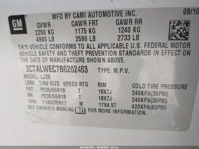 2011 GMC TERRAIN 2CTALWEC7B6202463 Photo 8