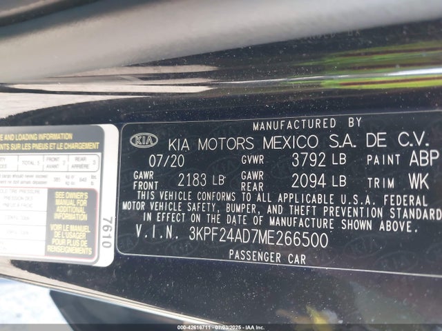 3KPF24AD7ME266500 KIA mpi nu
