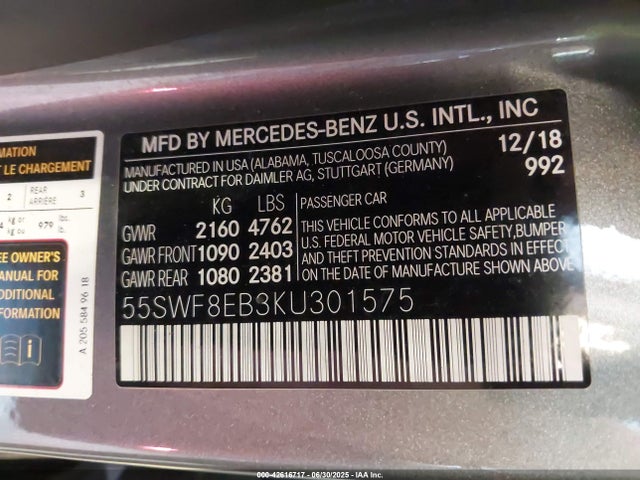 Mercedes-Benz m264 2019 55SWF8EB3KU301575 Image 9