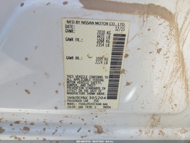1N4BZ0CP8GC305204 Nissan Leaf
