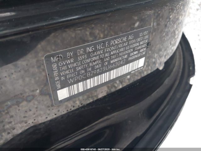 2003 PORSCHE BOXSTER WP0CB29823U662042 Photo 8