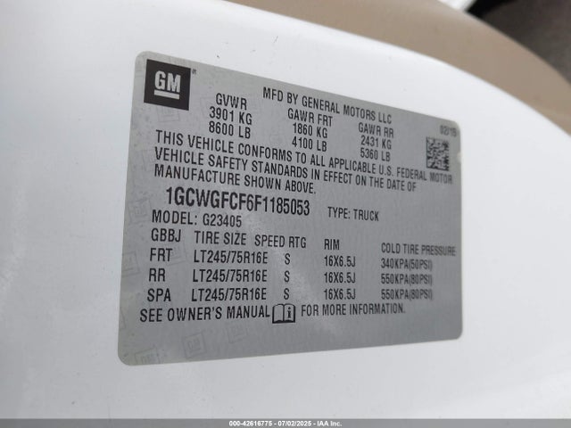 1GCWGFCF6F1185053 Chevrolet l20