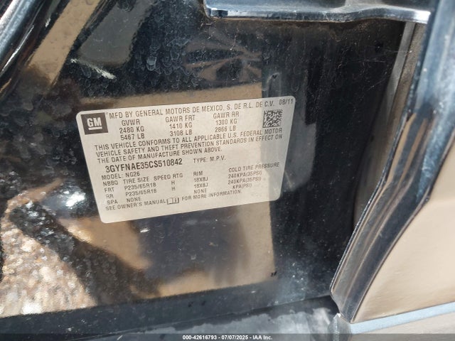 2012 CADILLAC SRX 3GYFNAE35CS510842 Photo 8