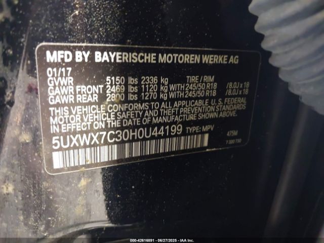 2017 BMW X3 5UXWX7C30H0U44199 Photo 8