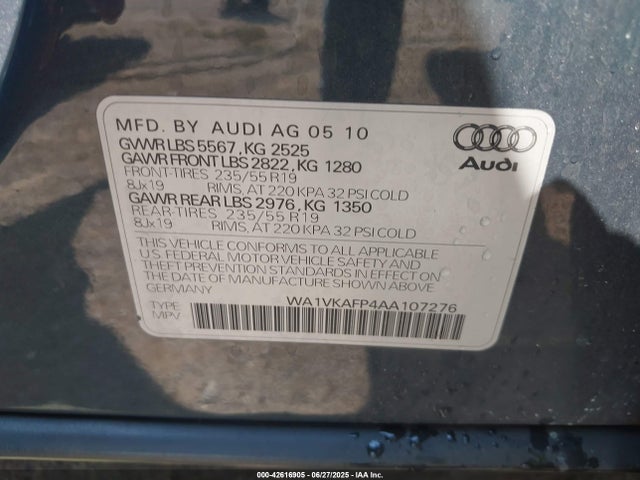 2010 AUDI Q5 WA1VKAFP4AA107276 Photo 8