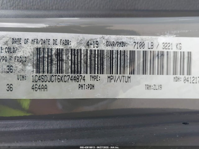 1C4SDJCT6KC744874 Dodge 2019