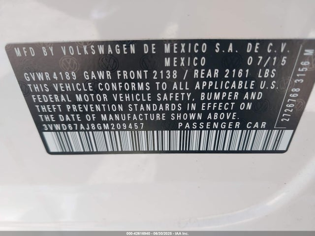 3VWD67AJ8GM209457 Volkswagen 1.4t
