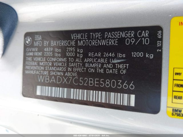 2011 BMW 335I WBADX7C52BE580366 Photo 8