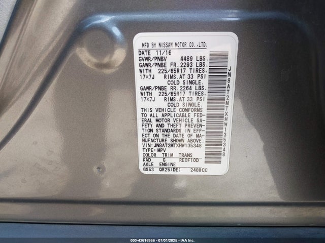JN8AT2MTXHW135348 Nissan 2017