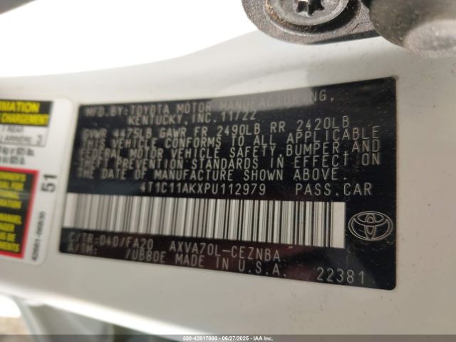 4T1C11AKXPU112979 Toyota a25a-fks