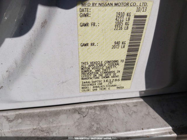 Продажа на аукционе авто 2014 Nissan Altima 2.5 S, vin: 1N4AL3AP7EC161286, номер лота: 42617132