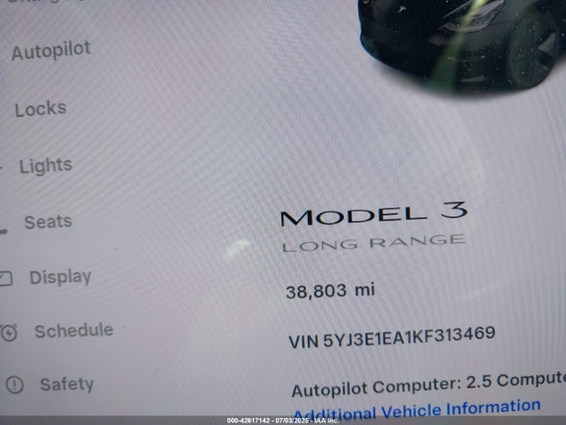 5YJ3E1EA1KF313469 Tesla MODEL 3