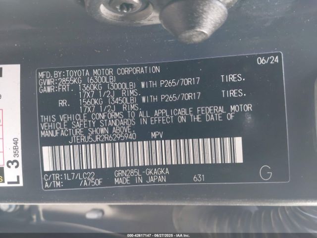 JTERU5JR2R6295940 Toyota 1gr-fe