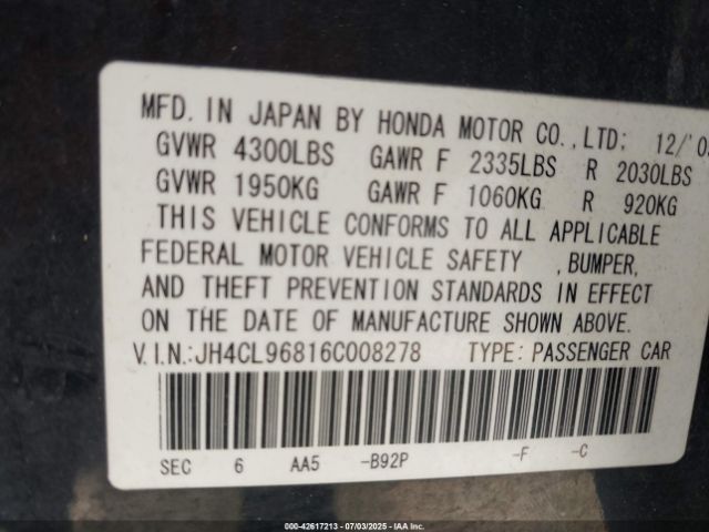 2006 ACURA TSX JH4CL96816C008278 Photo 8