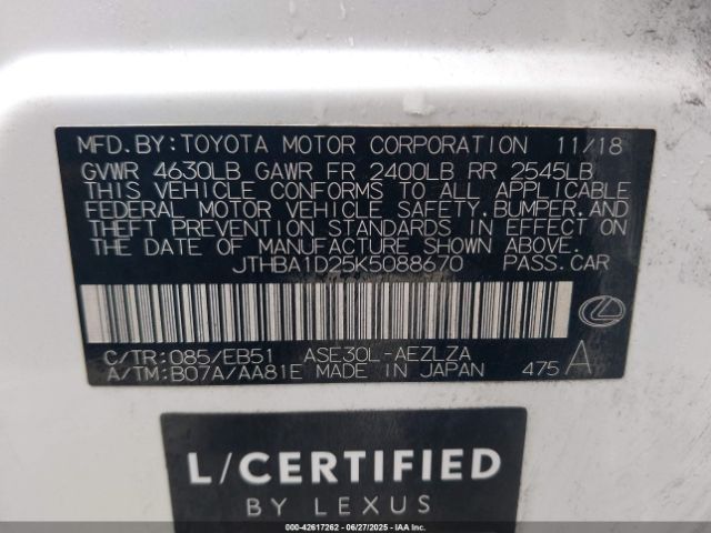 2019 LEXUS IS 300 JTHBA1D25K5088670 Photo 8