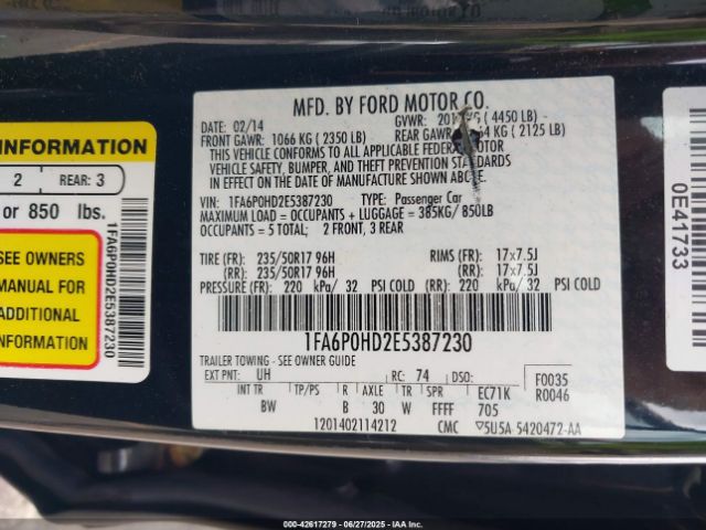 1FA6P0HD2E5387230 Ford 2014