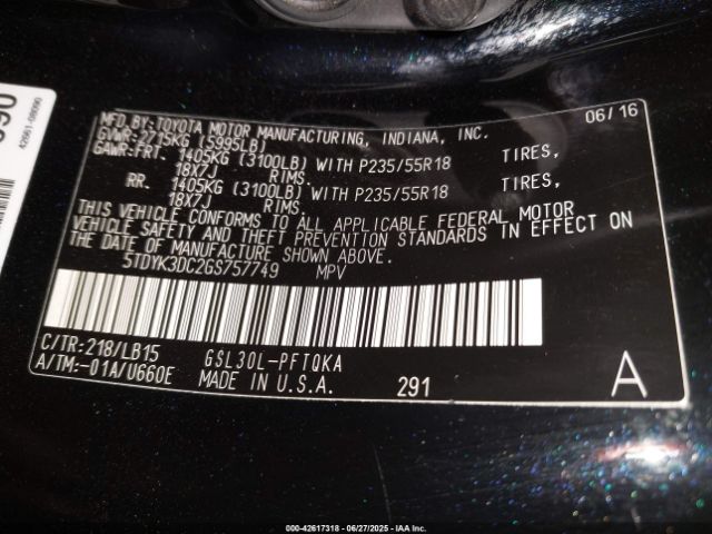 2016 TOYOTA SIENNA 5TDYK3DC2GS757749 Photo 8
