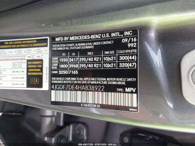 2017 MERCEDES-BENZ GLS 550 4JGDF7DE4HA838922 Photo 8
