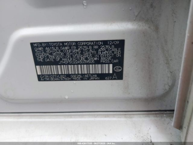 2010 LEXUS IS 250 JTHCF5C22A5039505 Photo 8