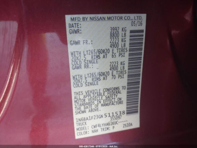 2016 NISSAN TITAN XD 1N6BA1F23GN511538 Photo 8