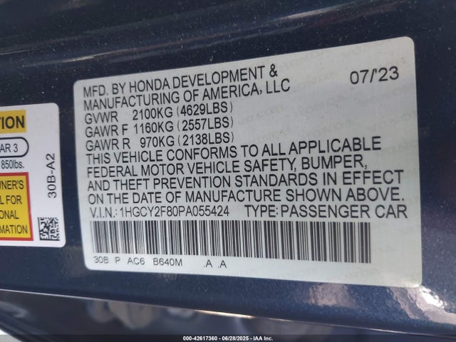 1HGCY2F80PA055424 Honda lfc5