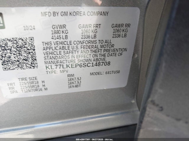 KL77LKEP6SC148708 Chevrolet lbp