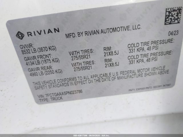 2023 RIVIAN R1T 7FCTGAAA5PN023786 Photo 8