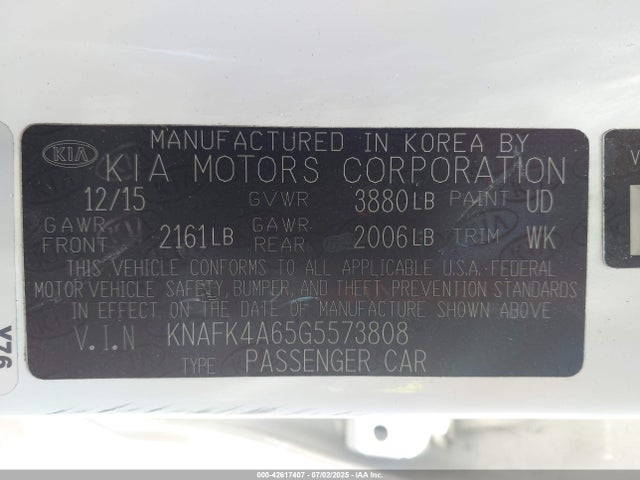 KNAFK4A65G5573808 KIA mpi nu