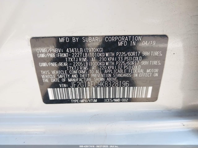 JF2GTAEC9K8328196 Subaru naturally aspirated
