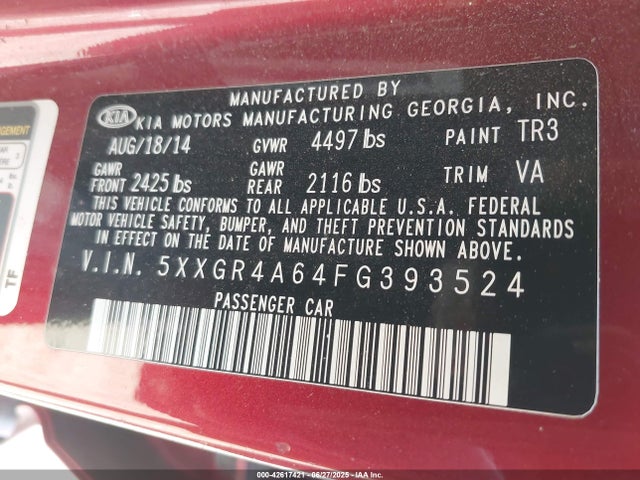 5XXGR4A64FG393524 KIA dohc t-gdi theta-ii