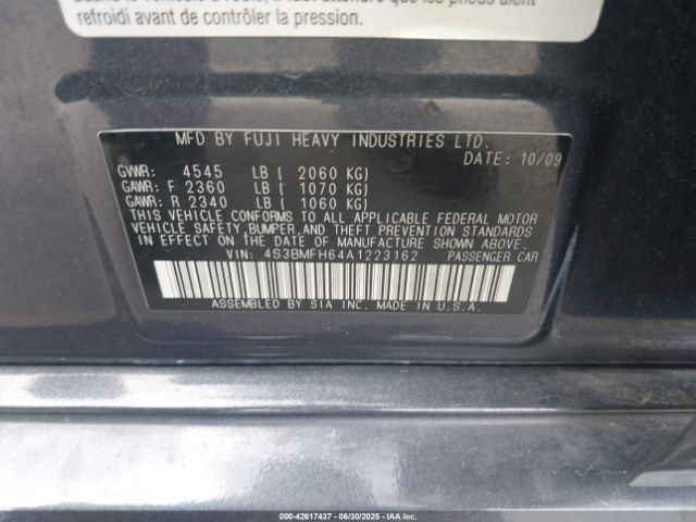 2010 SUBARU LEGACY 4S3BMFH64A1223162 Photo 8