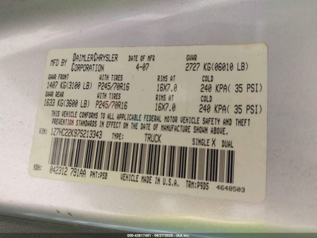2007 MITSUBISHI RAIDER 1Z7HC22K97S213343 Photo 8