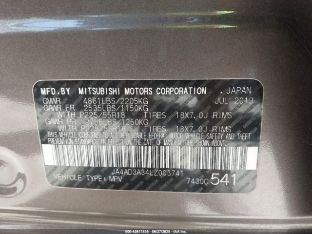 2020 MITSUBISHI OUTLANDER JA4AD3A34LZ003741 Photo 8