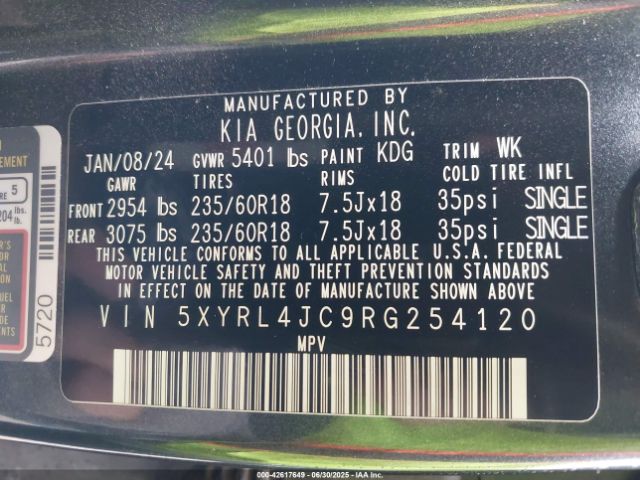 2024 KIA SORENTO 5XYRL4JC9RG254120 Photo 8