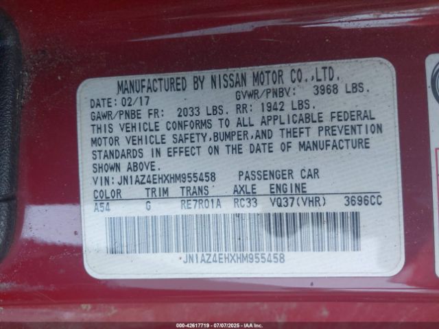 2017 NISSAN 370Z JN1AZ4EHXHM955458 Photo 8
