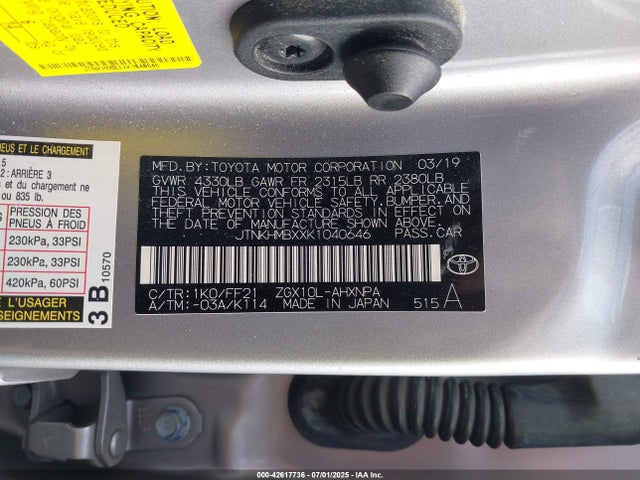 JTNKHMBXXK1040646 Toyota 3zr-fae