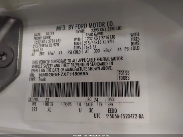 Ford 2015 2015 NM0GE9F7XF1180595 Image 9